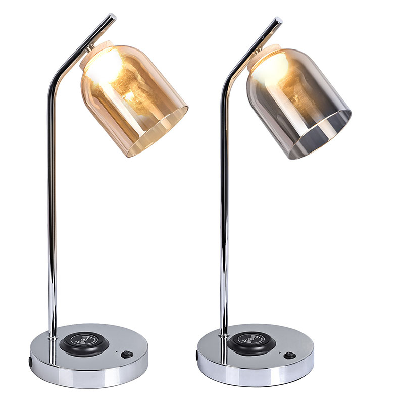 کیوئ ایل ای ڈی ڈیسک لیمپ کے ساتھ شیشے کے سائے کے ساتھ